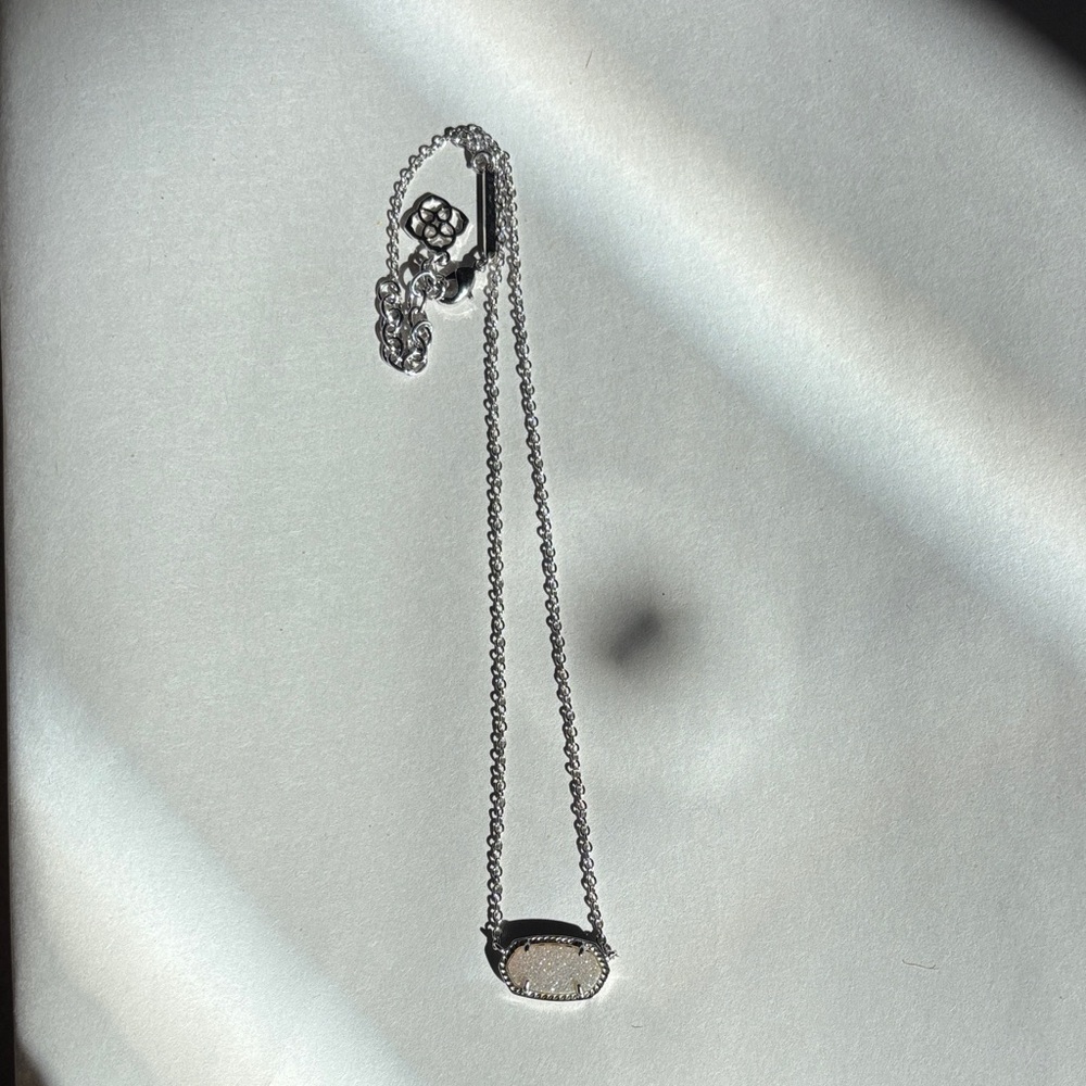 Kendra Scott Silver Elisa Necklace with White Sparkly Pendant